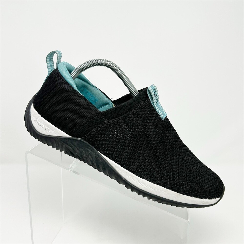 Ryka Echo Ease Knit Slip-On Sneakers Black Aqua Walking Comfort Shoes Size 10W